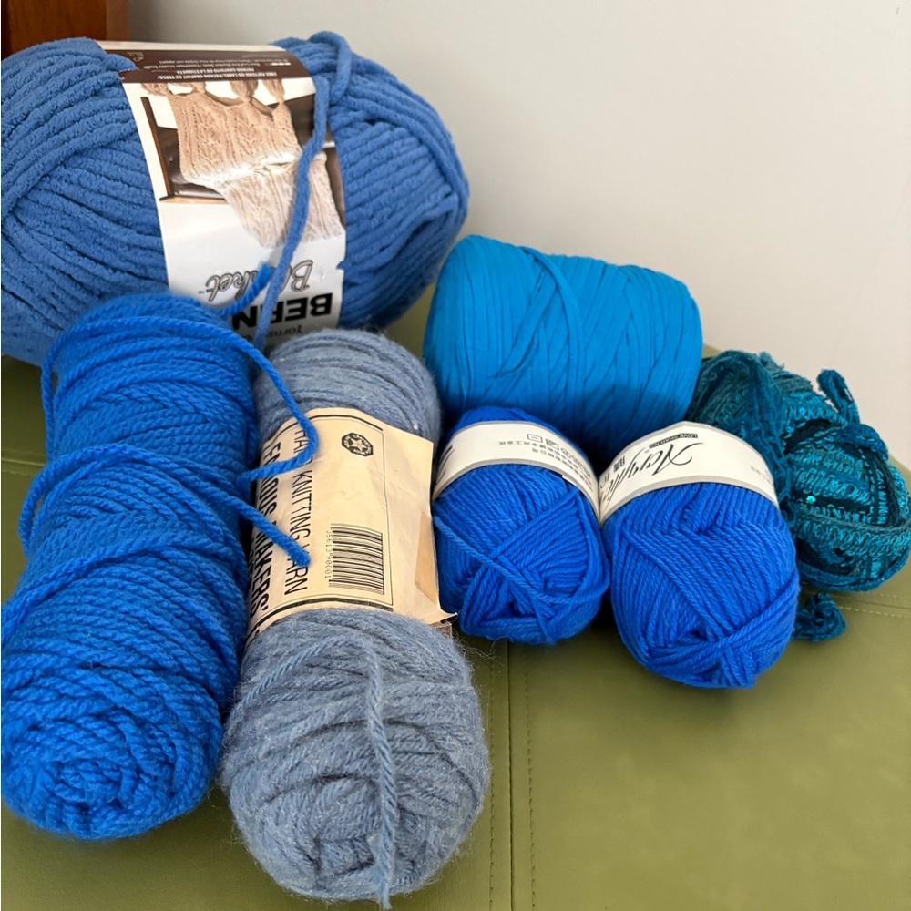 Assorted Blue and Gray Yarn Bundle